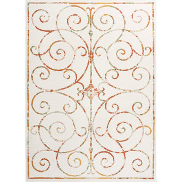 Danae Classic Cottage Filigree Scroll Reversible Machine-Washable Indoor/Outdoor Area Rug